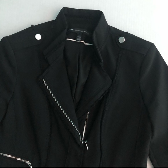 ⭐️NEW⭐️White House Black Market Black  Asymmetrical Zip Moto BikerJacket Blazer - Picture 4 of 13